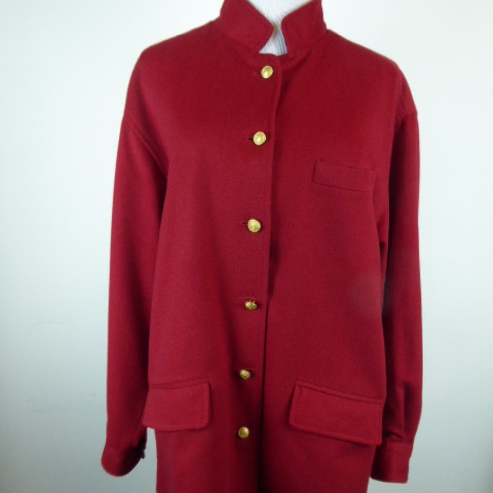 FACONNABLE ALBERT GOLDBERG red 100% wool jacket blazer gold buttons classic M